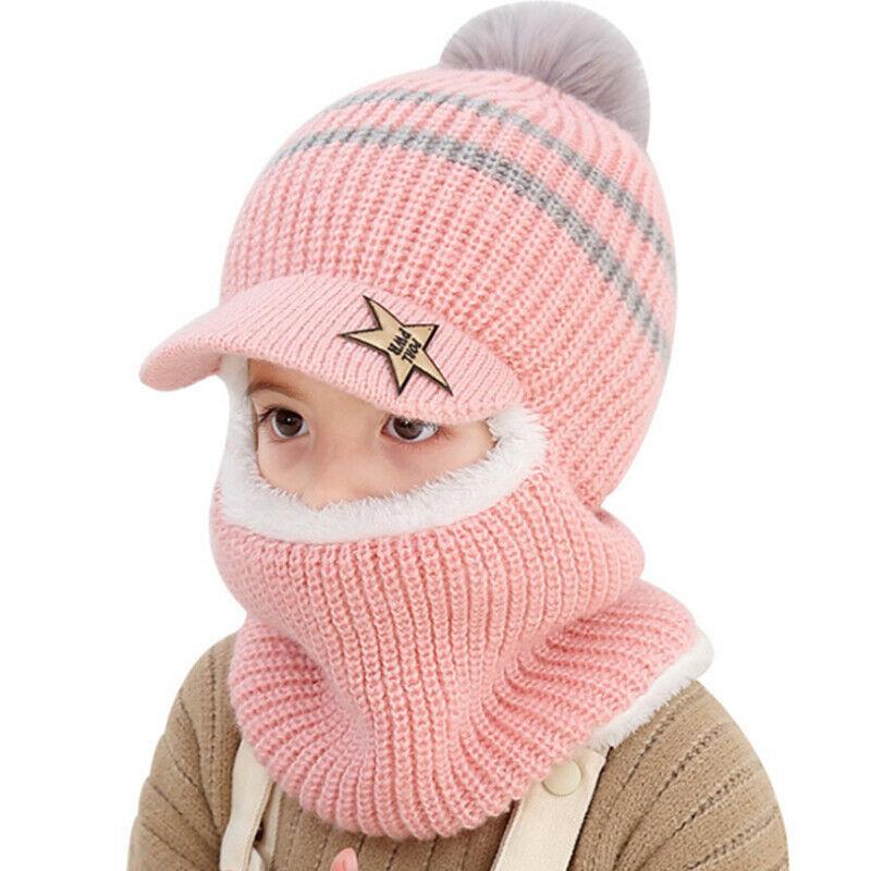 Осенне-зимняя шапка-ушанка унисекс для девочек и мальчиков вязаная флисовая шапка милый детский шарф шапочки