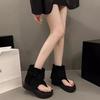 Thick-soled Explosive Trousers, Cool Boots for Women's Summer New Small Height-increasing Sandals, Soft-soled Versatile Herringbone Toe Short Boots