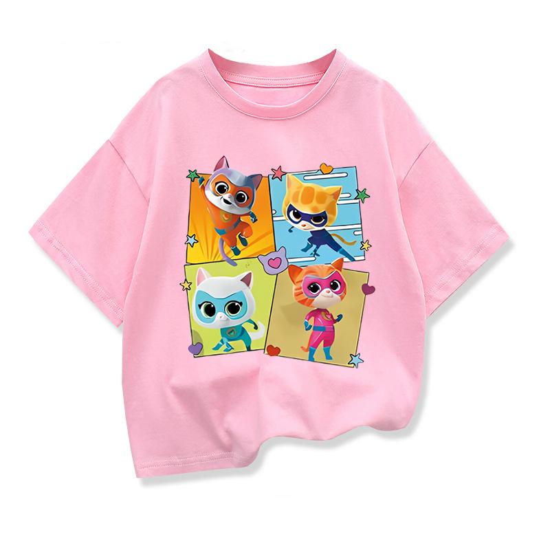 Children's Casual Loose Short-sleeved Top Fashion Crew Neck Print T-Shirts Girls