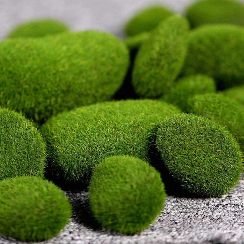 Covered Stones Artificial Green Moss Ball Artificial Moss Rocks Simulation Plant Faux Green Moss