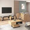 Kitchen Cabinet with Two Doors Three Drawers Wood Grain Metal Legs Wood Color Utility Pantry Dining Room