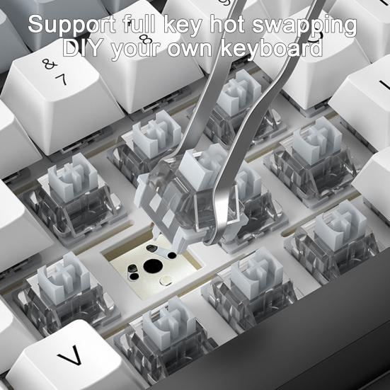 Механическая клавиатура Совместимость с Bluetooth/2.4G/Type-C Проводное подключение Трехрежимное подключение Полноразмерная клавиатура с возможностью горячей замены 81 клавиша