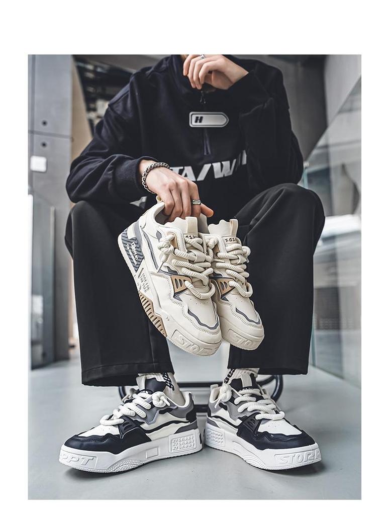 Мужские летние 2025 трендовые туфли на платформе - увеличивающие рост, универсальные, повседневные, нишевый спортивный стиль.