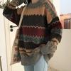 Vintage Sweaters Women Pullover Winter Striped Jumpers Korean Style Oversized Sweater Knitwear Casual Loose Pullover Pull Femme