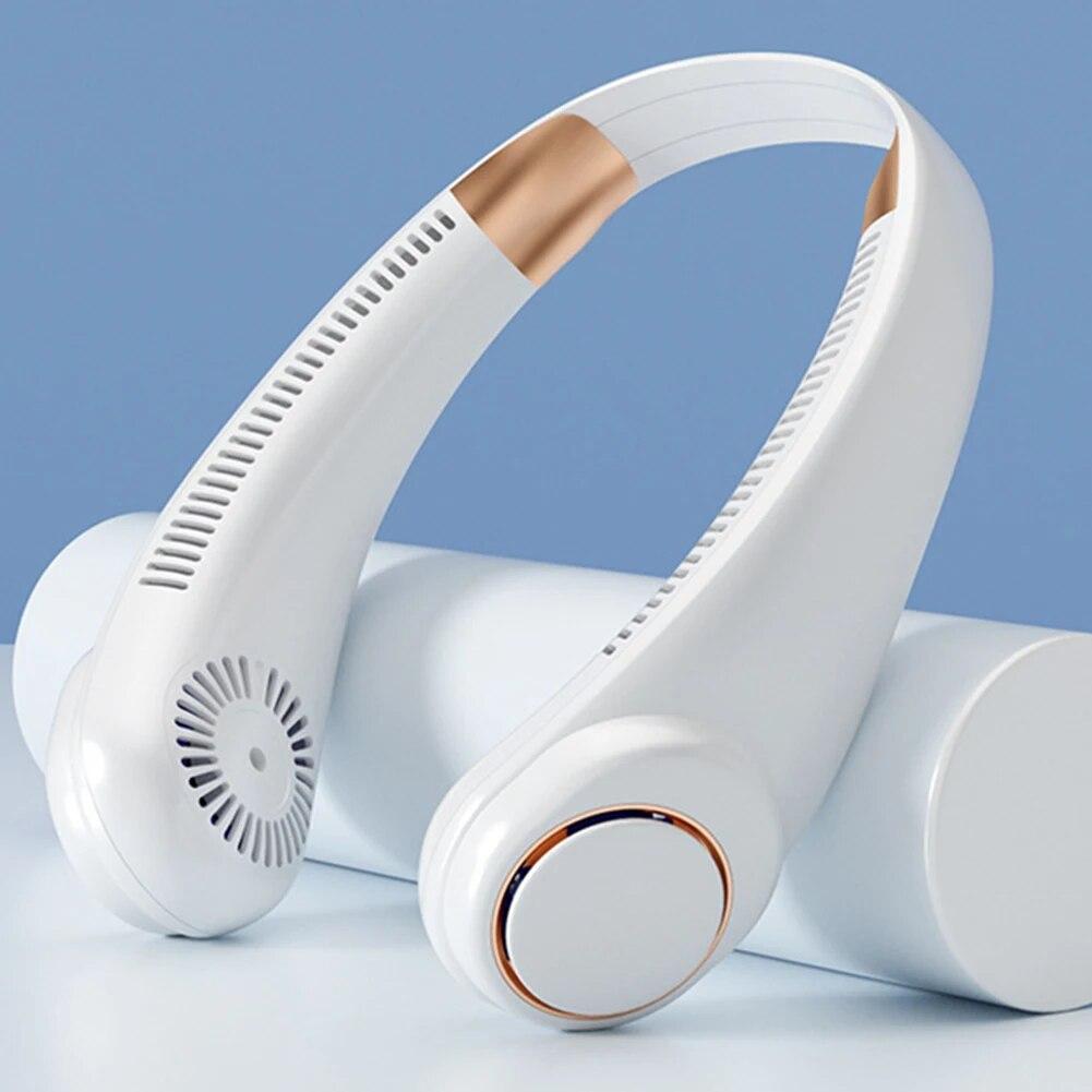 2024 Новый безлопастный вентилятор для шеи Перезаряжаемый портативный охлаждающий вентилятор 3-скоростной бесшумный охладитель для ленивой шеи 3000 мАч Мини-вентилятор для летних видов спорта