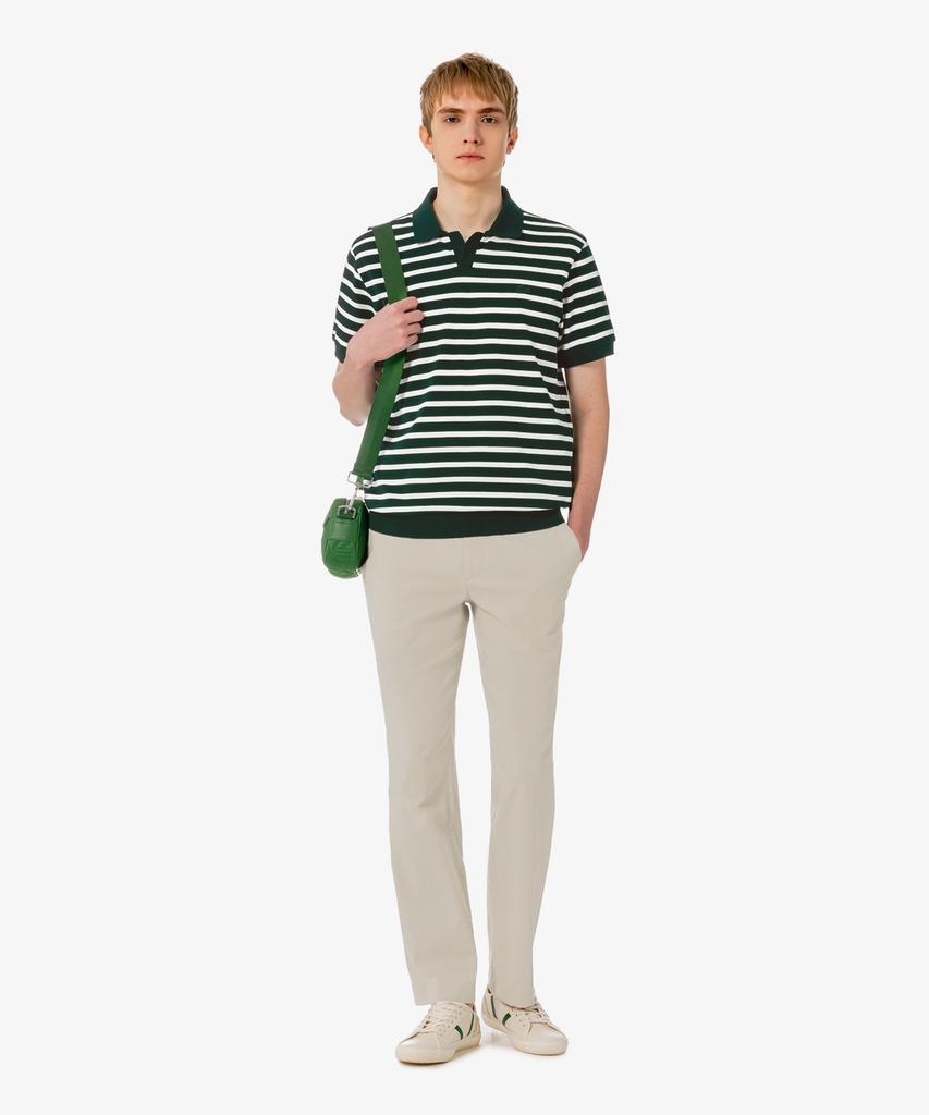 LACOSTE Мужская рубашка-поло с коротким рукавом, полосатая, с контрастной отделкой воротника Ph486E-56G Afk
