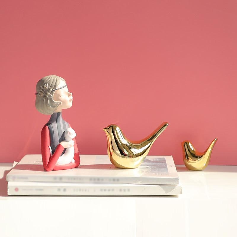 Статуэтки птиц Домашний декор Современный стиль Золотые декоративные украшения для гостиной, спальни, офиса, рабочего стола, шкафов