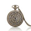 Vintage Heart Shaped Cobweb Clamshell Quartz Pocket Watch Necklace Pendant Clock Souvenir Gift for Men Women