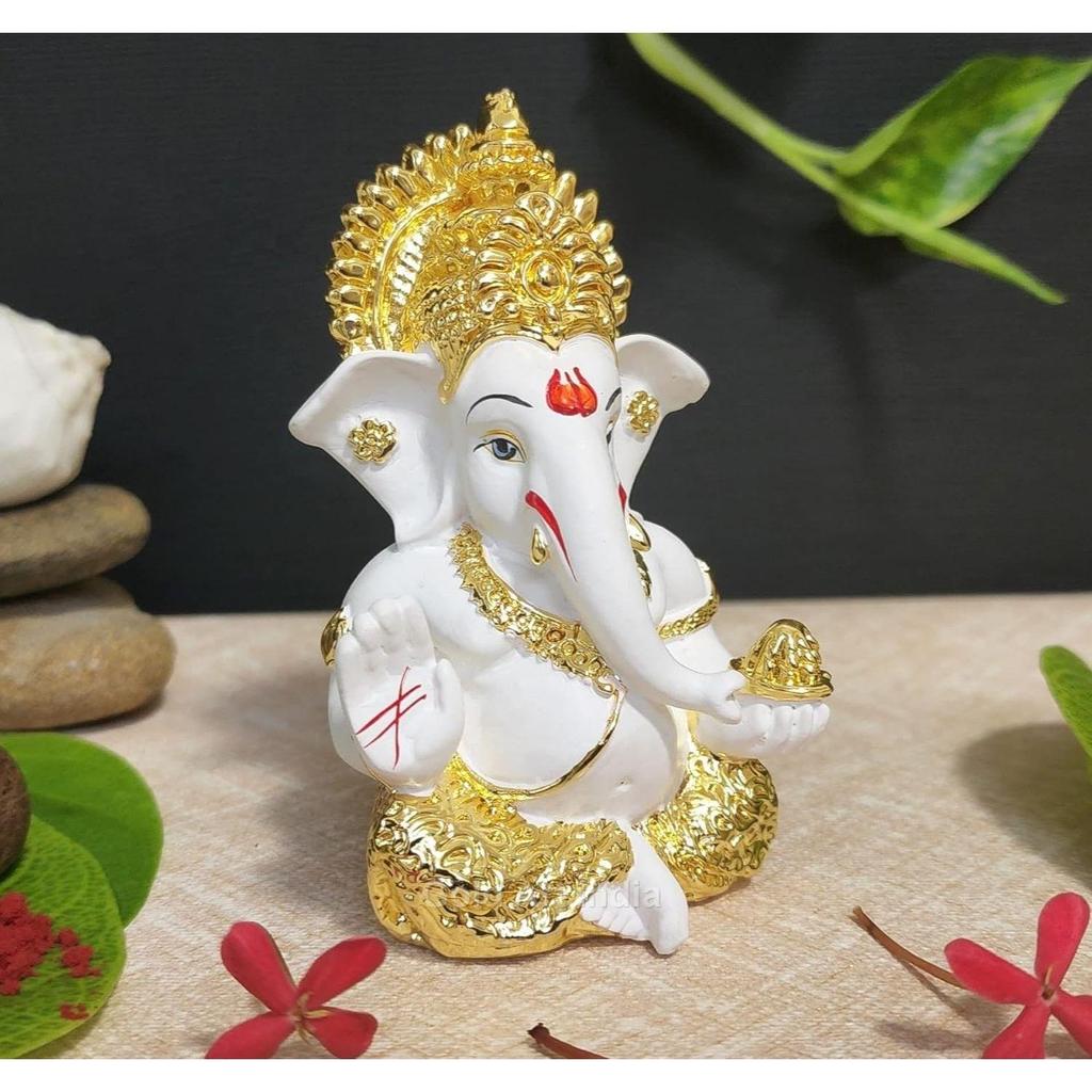Позолоченная статуэтка Ганеши для приборной панели автомобиля, статуэтка Бога Ганеши для домашнего декора, Ганапати в подарок, для дома, офиса, стола, полок, для подарка на Дивали