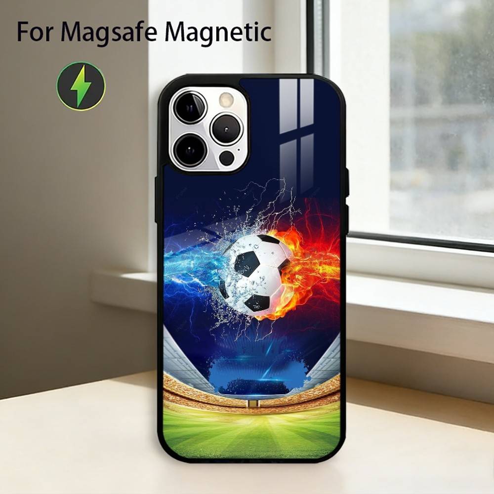 Football Sport Soccer Phone Case For iPhone17,16,15,14,13,12,11 Plus,Pro Magnetic For Magsafe Wireless Charging
