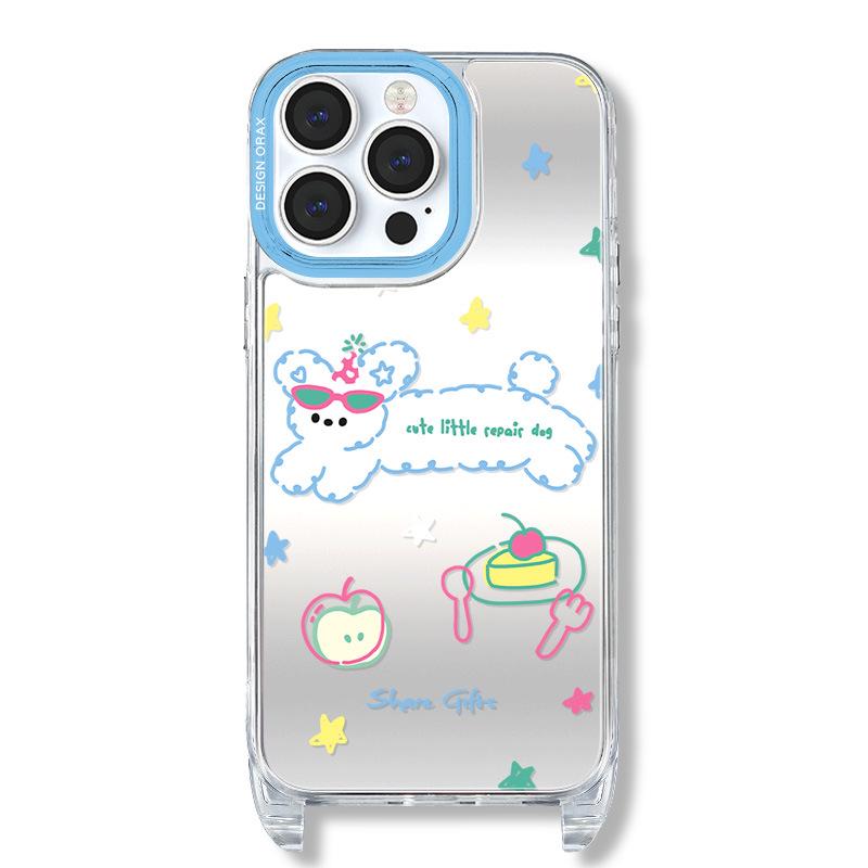 Чехол Zhitai Summer Lanyard Mirror для iPhone 14/15 Pro и 12/13 — подходит для мобильных телефонов Apple, идеально подходит для женщин