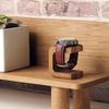 Wooden Watch Stand with Faux Leather Top Layer Nordic Style Decorative Ornament Smooth Edges Watch