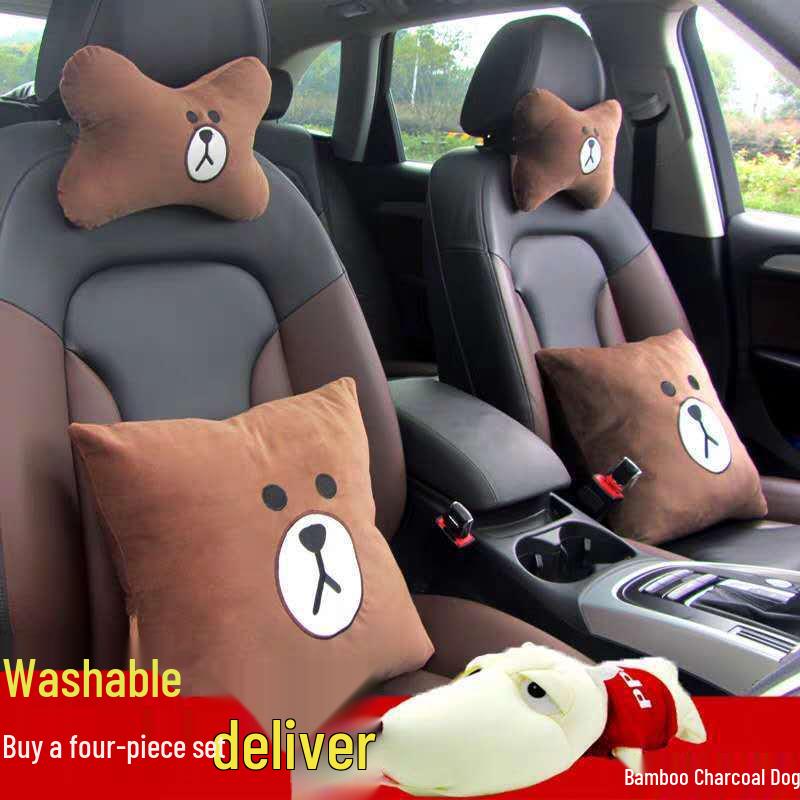 Car Neck and Lumbar Support Pillow Set – Cute Cartoon Design