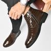 Осенние мужские модные и удобные повседневные высокие кожаные туфли с боковой молнией Зимние мужские теплые хлопковые туфли Ботинки Челси