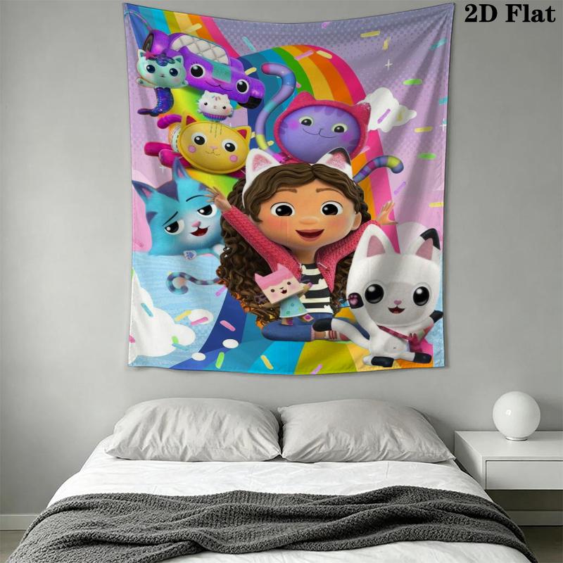 Gabby's Dollhouse Wall Tapestry Aesthetic Wall Hanging Printed Fabric Blanket Decorative Tapestries for Bedroom Living Room Home Decor
