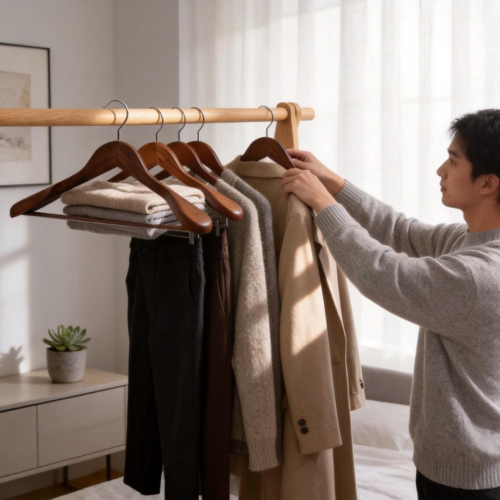 Wooden Coat Hanger With Shoulder Support For Home And Retail Use