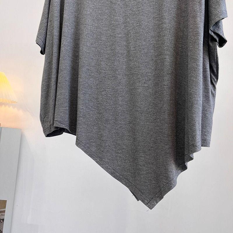 Футболка женская однотонная повседневная большого размера свободная с круглым вырезом пуловер с короткими рукавами топы
