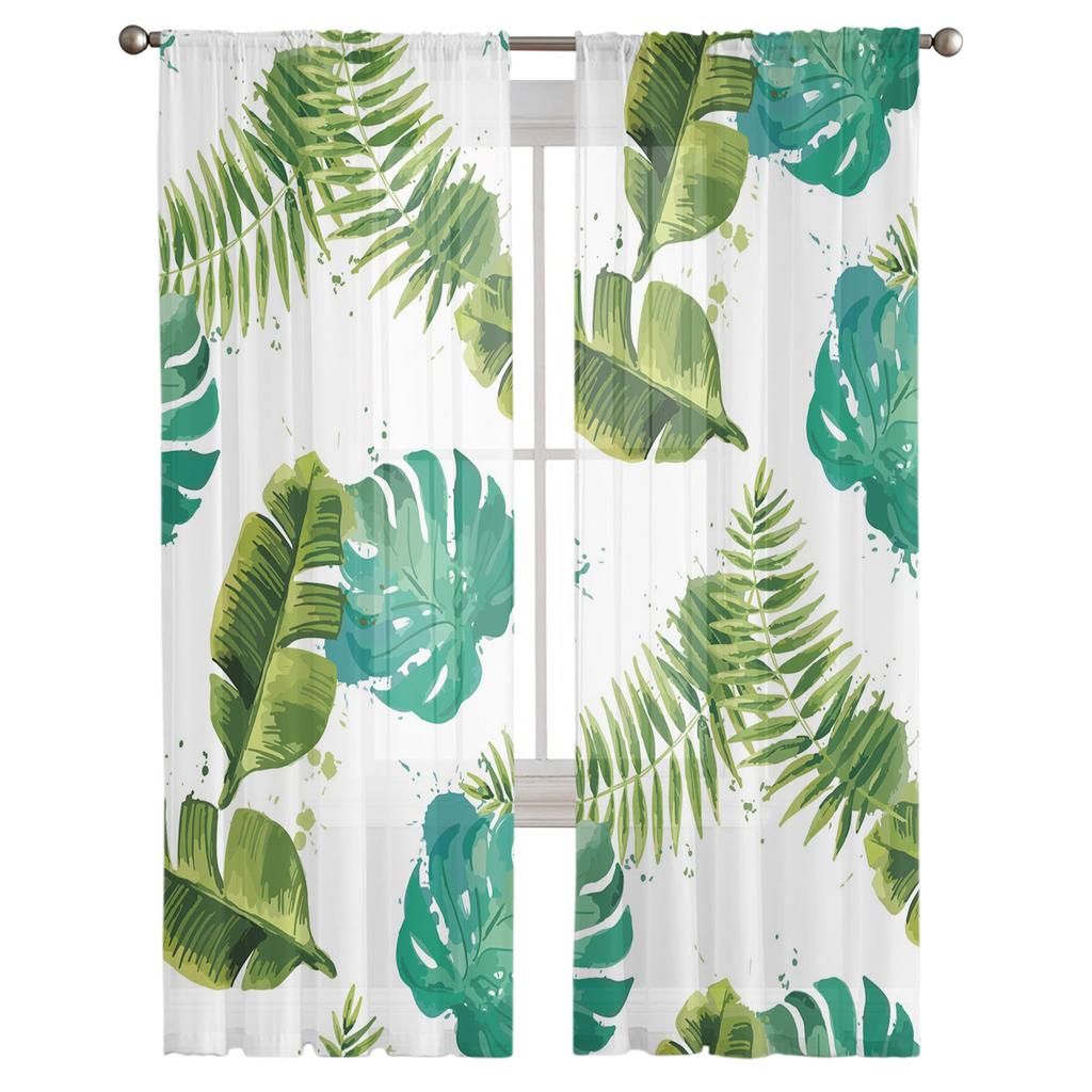 Банановая черепаха зеленые листья занавеска для гостиной прозрачный тюль занавески окна прозрачные для спальни аксессуары декор