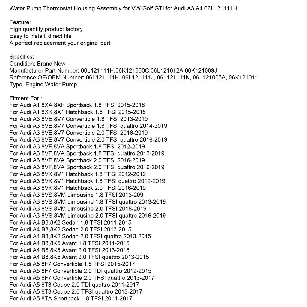 Корпус термостата водяного насоса в сборе для VW Golf GTI для A3 A4 06L121111H