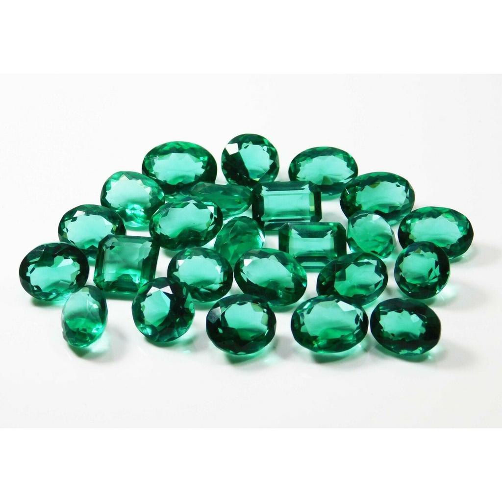 Lab Created 100 Ct CERTIFIED Synthetic Green Muzo Emerald Loose Gemstone Lot