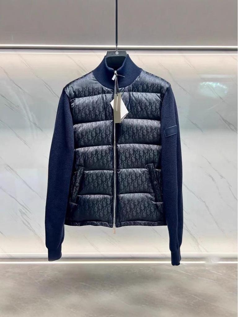 Мужская высококачественная вязаная пуховая куртка из шерсти с пэчворком из пуха белой утки, теплая верхняя одежда для осени/зимы