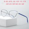 Blue Silver Frame Cat Eye Myopia Prescription Glasses With Degree Metal Nearsighted Glasses For Women 0 -0.5 -0.75 To -6.0