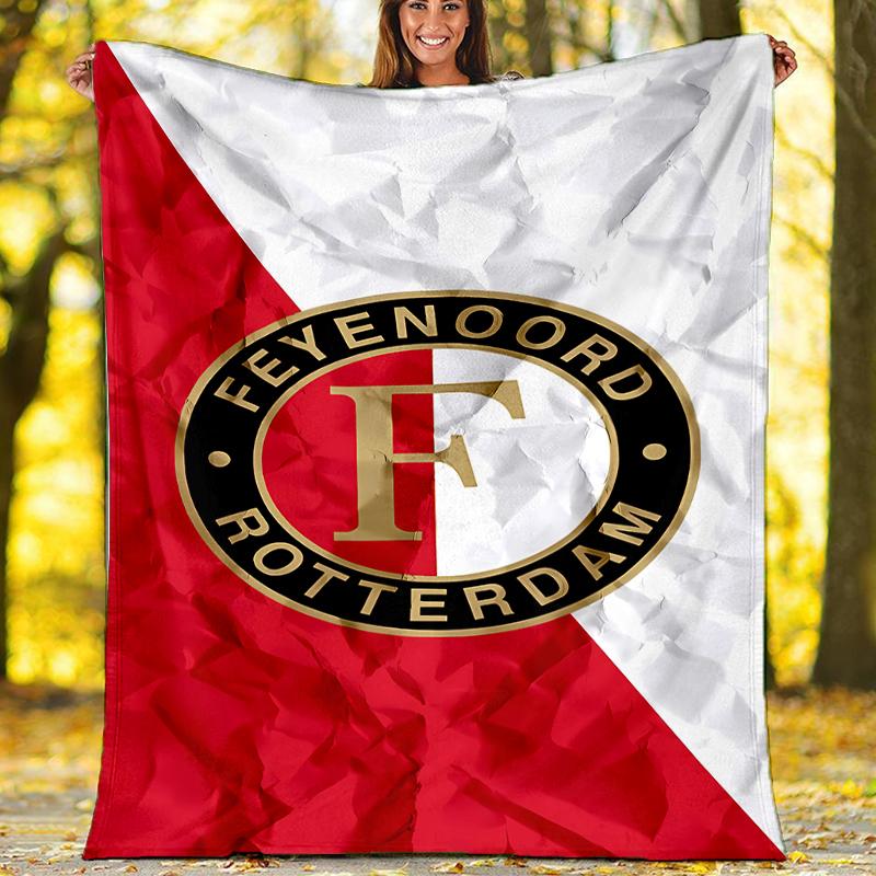 Feyenoord Rotterdam logo printed throw blanket—soft,warm;versatile blanket for all seasons—perfect as &air-conditioning throw,nap blanket