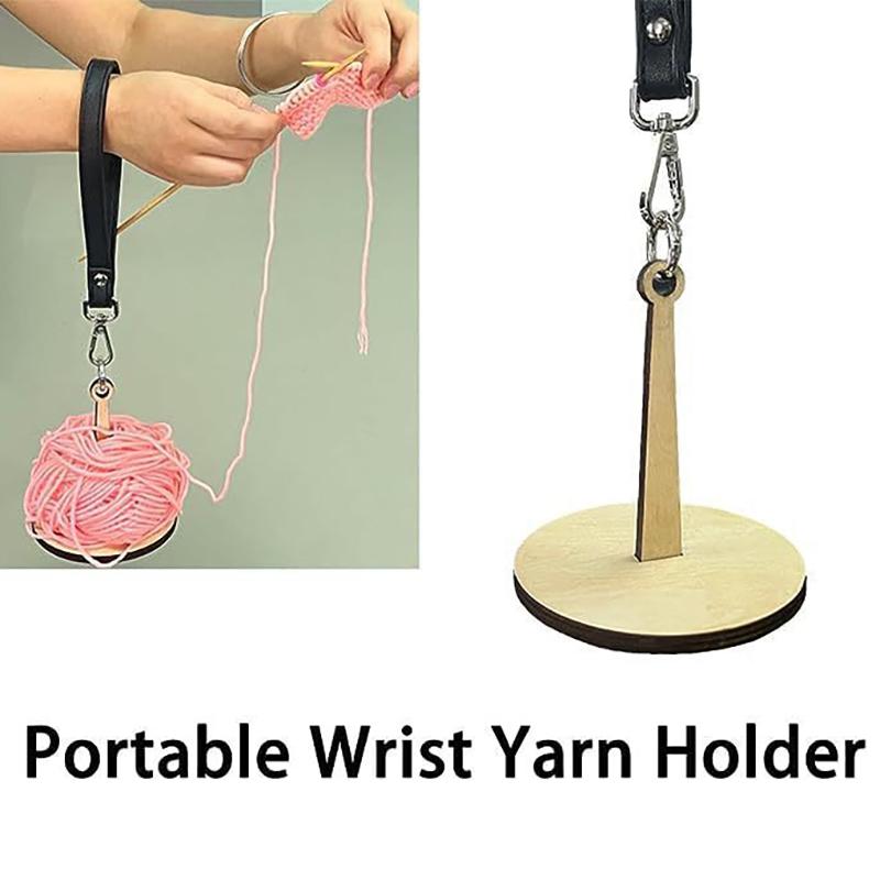Держатель пряжи, деревянный, для прядения, вязания, аксессуаров, подставка для швейных принадлежностей, швейная катушка с ремешком на запястье, моталка для шерстяных клубков
