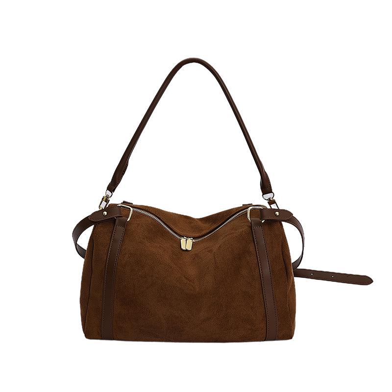 Винтажная матовая женская сумка-тоут большой вместимости «Бостон»: Сумка-боулинг на плечо и через плечо Осень/Зима