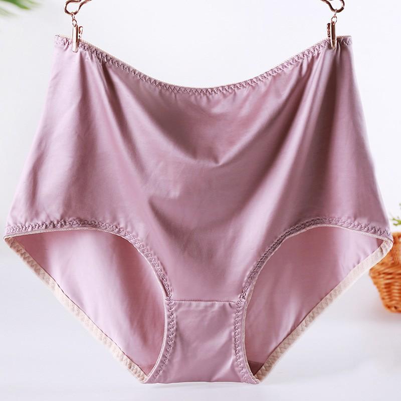 Женские атласные трусики большого размера, дышащие удобные трусы, женские приятные для кожи трусы с высокой талией