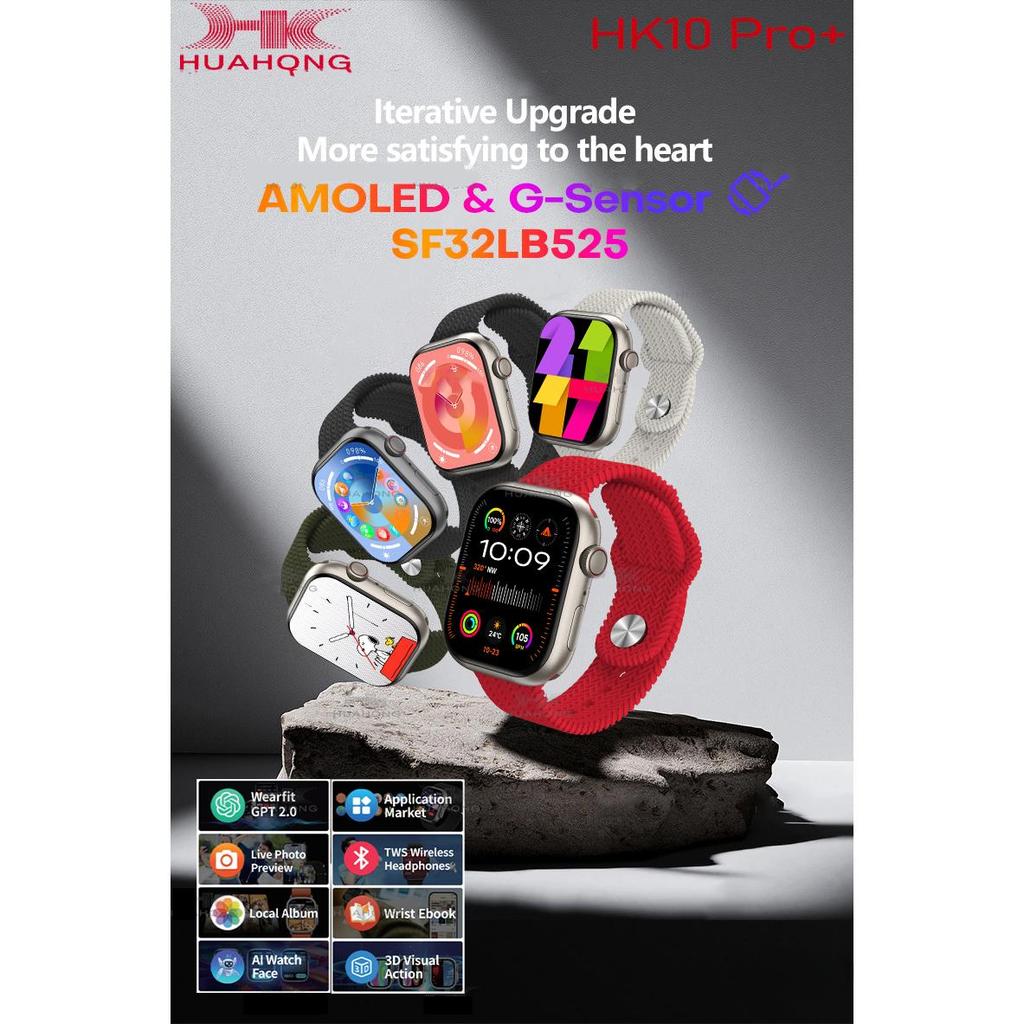 2024 Оригинальные умные часы HK10 Pro Plus AMOLED для мужчин и женщин с функцией определения гравитации, 3D-меню, TWS, альбомом, компасом, чатом, умными часами GPT