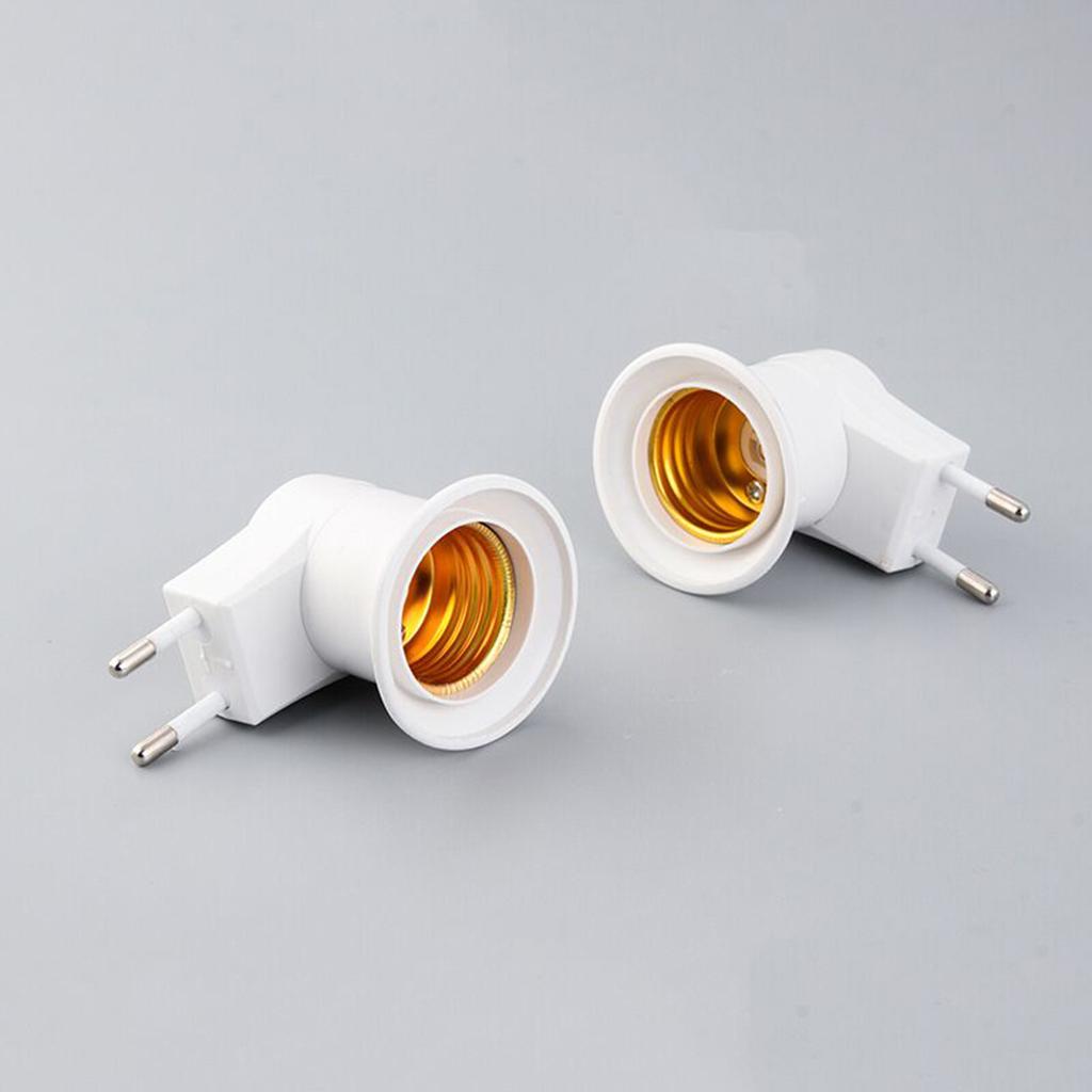 2PCS EU Plug To E27 Adapter LEDs Light B-ulb Converter Socket Holder with ON/OFF Button Switch
