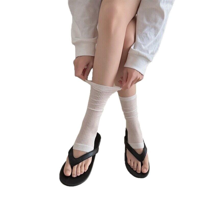 Ballet Style Vertical Pattern Foot Stepping Calf Socks Women'S Spring And Summer Thin Breathable Stacking Socks Cold And Thin Half Sole Leg Cover