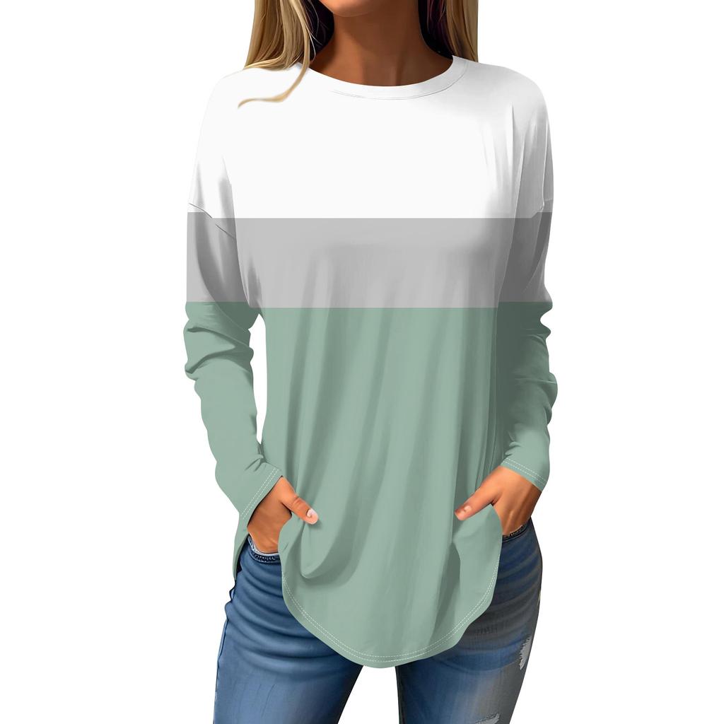 Fashion Women's Casual Long Sleeved Round Neck Printed Tops
