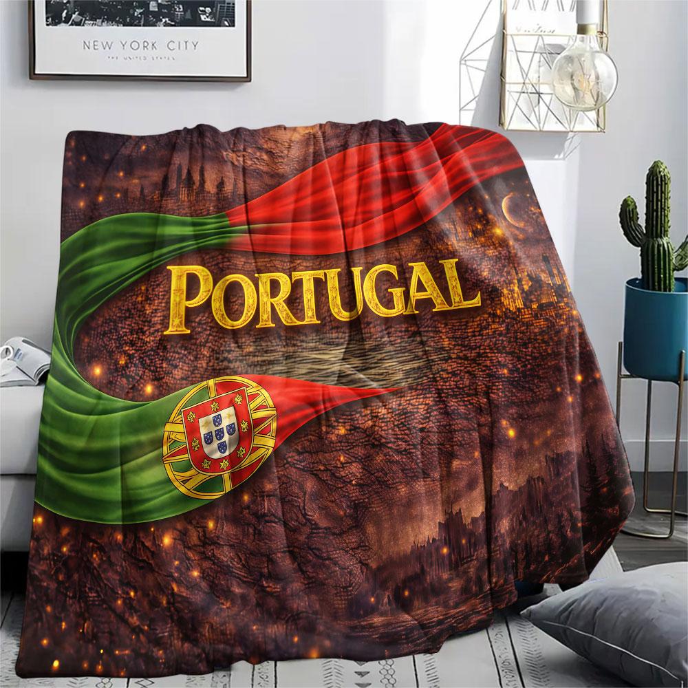 1PC Portugal National Football Team Patterned Flannel Blanket Suitable For All Seasons for Home Decor Warmth and Comfort Gifts Holiday Present