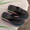 Slippers Women's Flip-flops Women's Summer Rainbow Platform Sandals High Heels Colored Outer Wear Women's Shoes Casual Beach