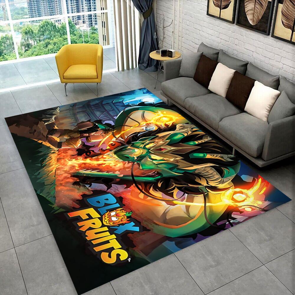 3D B-Blox Fruit Cartoon Game Gift Carpet Rug for Living Room Bedroom Home Sofa Decoration,kids Play Non-slip Floor Mat