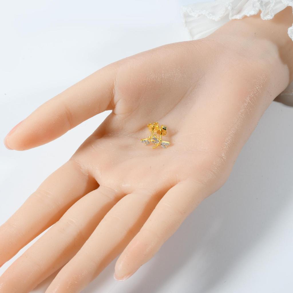 ANDYWEN Женские серьги-гвоздики из стерлингового серебра 925 пробы, золотые бабочки, стрекозы, пчелы, роскошные ювелирные изделия, 2023, свадебные украшения