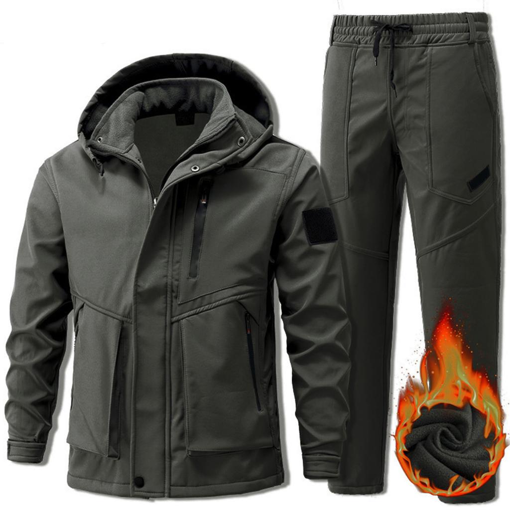 Мужской костюм для активного отдыха Мужской костюм с плюшевой подкладкой Защита от холода Ветрозащитный Водонепроницаемый Теплый Костюм для велоспорта Альпинизма Костюм для активного отдыха