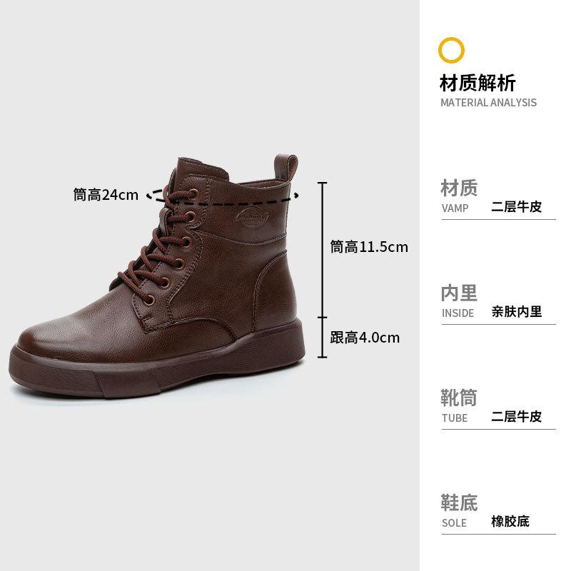 2025 новые кожаные ботинки Мартин на платформе женские осенне-зимние бархатные на толстом каблуке короткие ботинки ретро универсальные женские ботинки