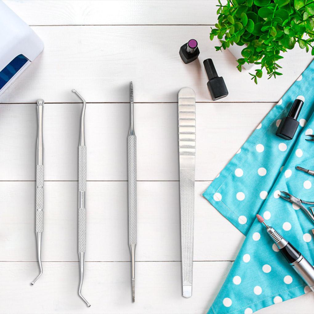 Dual-head Nail Cuticle Pusher Spoon Stainless UV Gel Polish Removal Trimmer Dead Skin Grinding Rod Manicure Tool Dropship