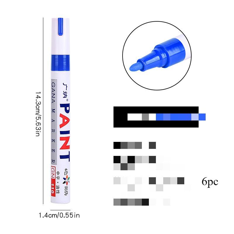 6 шт. цветные маркеры на основе перманентной краски, водонепроницаемые белые маркеры для протектора шин, резины, ткани, краски для металла, 12 цветов, маркеры для краски