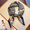 68cm Tassel Houndstooth Silk Scarf for Women Imitation Silk Light Luxury Versatile Headwear Clothing Square Scarf