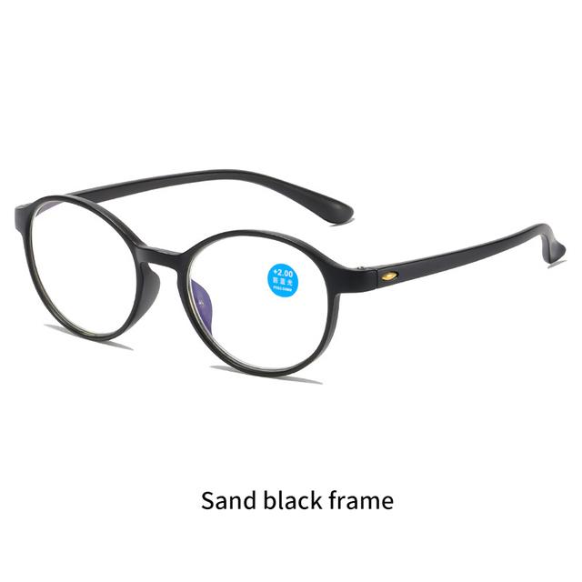 Fashion Anti Blue Light Reading Glasses Retro TR90 Ellipse Frame Middle-aged Elderly Presbyopia Eyeglasses Diopter
