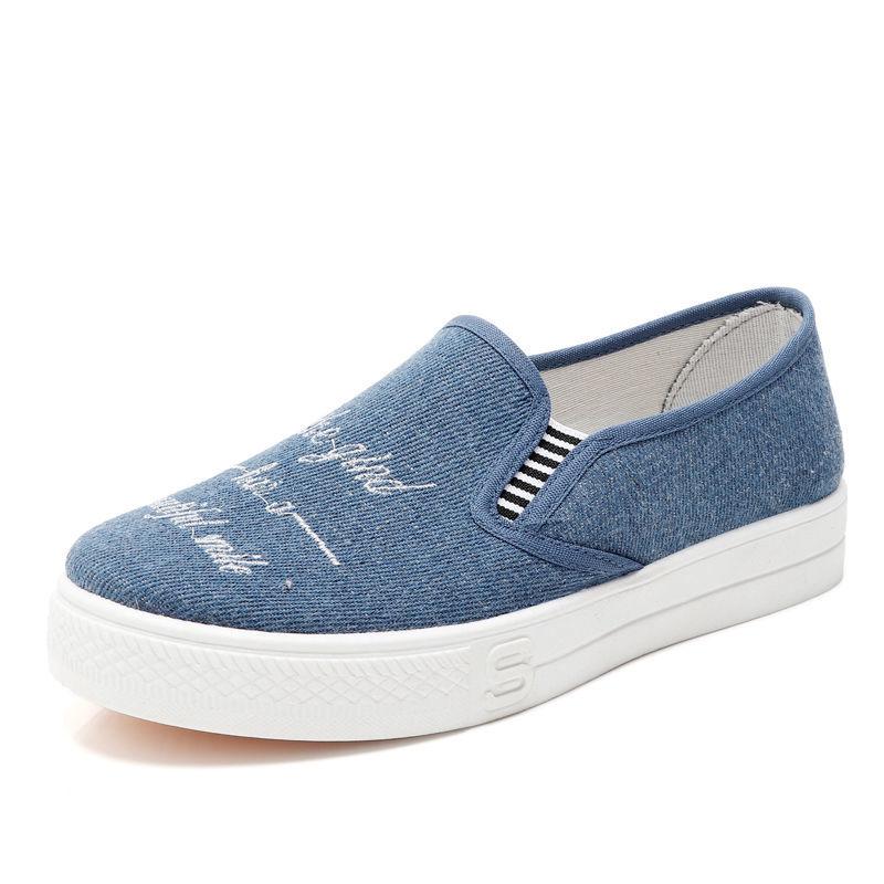 Обувь для женщин Лоферы Холщовая женская обувь Slip On Высокая платформа Весна Дизайнер Стильная Акция 2024 Новинка Низкая Цена A