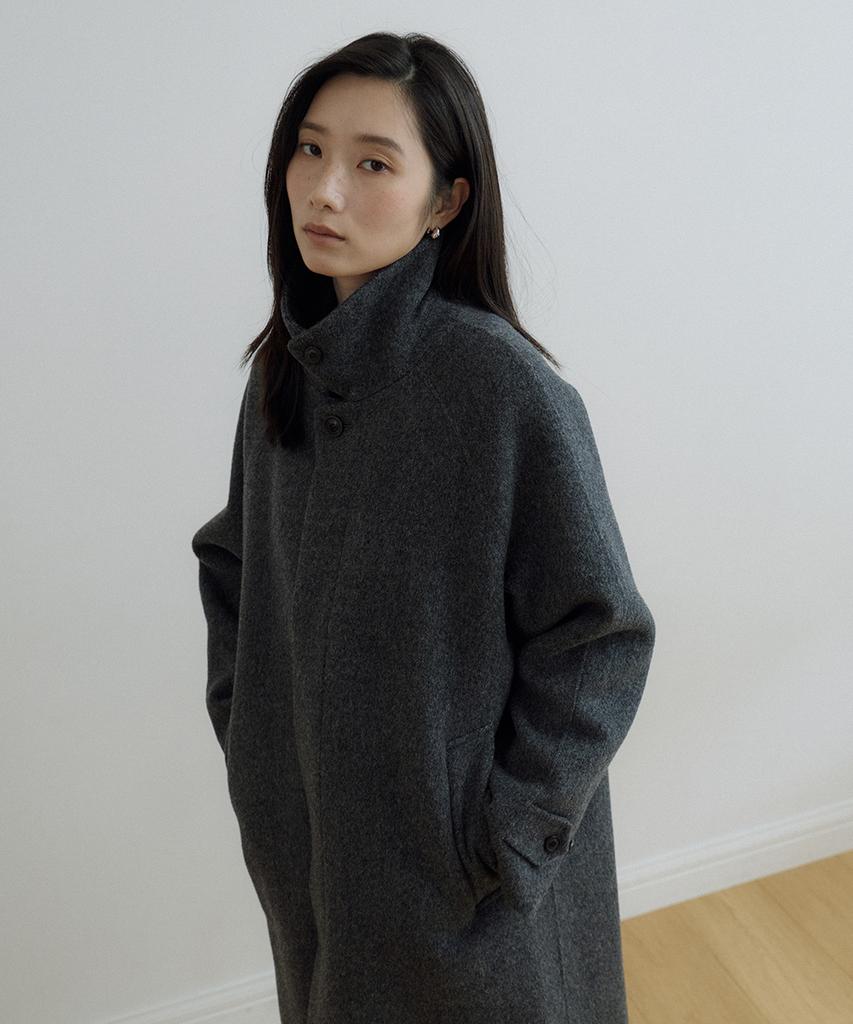 LINGSEOUL Handmade Herringbone Coat-Charcoal
