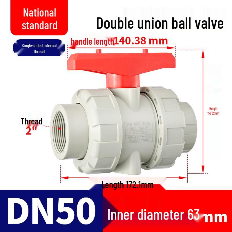 Rongsheng PPH High-Temperature Resistant Double Union Ball Valve, Hot Melt Socket PPR Water Valve DN25 DN50.