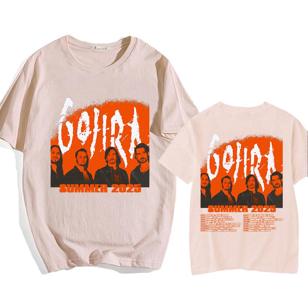 Футболки Gojira Summer 2025 Tour, унисекс, короткий рукав, хлопковая футболка, мужская/женская одежда, тяжелые футболки с принтом Mental Band