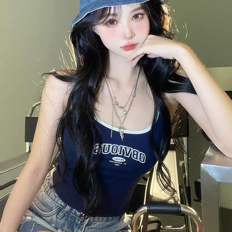 Alphabet Spice Sports Camisole Girly Girl с бюстгальтером-прокладкой под майкой, чтобы предотвратить обнажение и носить короткий топ