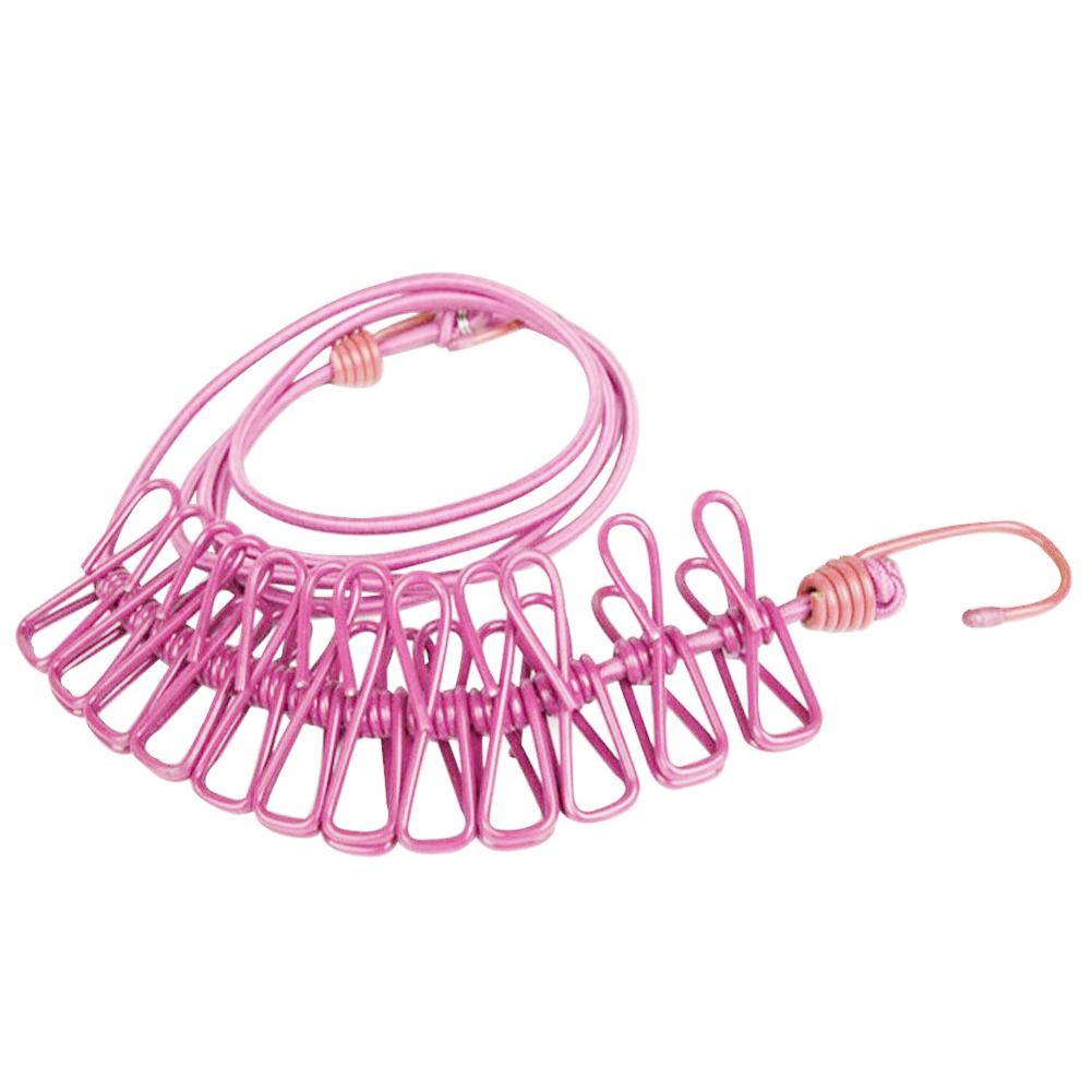 Drying Portable Clothes with Clips 12 Clothes Elastic Hanger Line Windproof